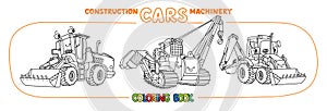 Funny constuction small cars set. Coloring book