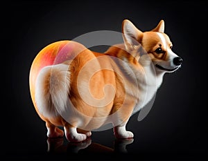 funny corgi dog with peach shaped butt