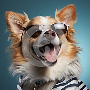 Funny Corgi In Sunglasses: Photorealistic Rendering And Bold Fashion Photography