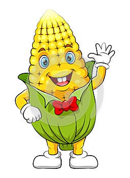 Funny corn cartoon character