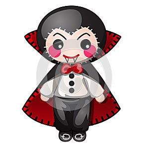 Funny count Dracula with contours in form of strokes and dotted lines isolated on white background. Idea for a sticker