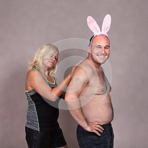 Funny couple with bunny ears