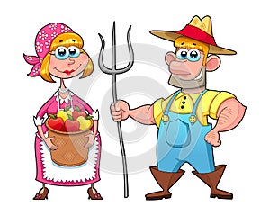 Funny couple of farmers