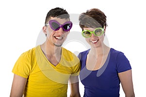 Funny couple with sunglasses