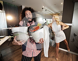 Funny couple and theirs house works