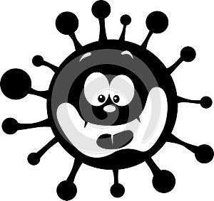 Funny Covid Virus Black and White Icon Symbol - Vector Illustration