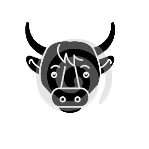 Funny cow black icon, vector sign on isolated background. Funny cow concept symbol, illustration