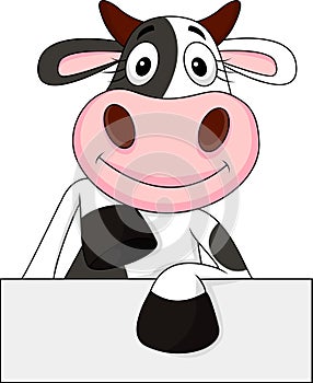 Funny cow with blank sign