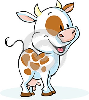 Funny cow cartoon standing and smiling