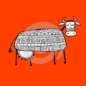 Funny cow, sketch for your design