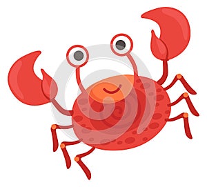 Funny crab character, Dancing cartoon underwater animal