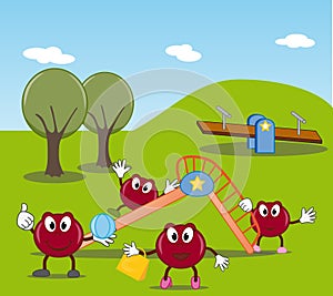 Funny cranberry family at the park