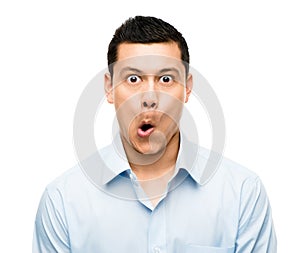 Funny crazy face man mixed race latino