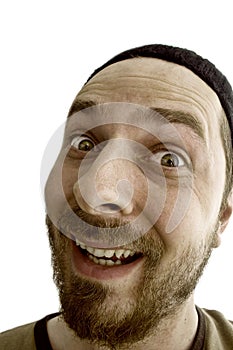 Funny crazy man isolated on white