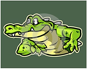 Funny Crocodile Cartoon Mascot Logo Badge