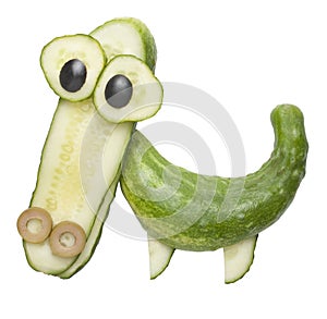 Funny crocodile made of cucumber