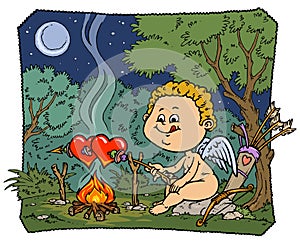 Funny Cupid Illustration - Color Version