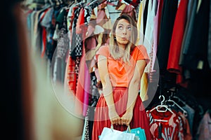 Funny Customer Feeling Undecided in a Big Fashion Store
