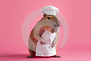 funny and cute capybara wearing in different uniforms on the colour empty background