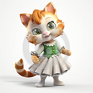 Funny cute cartoon cat dancer in Irish costume