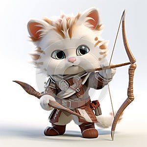 Funny cute cartoon kitten archer