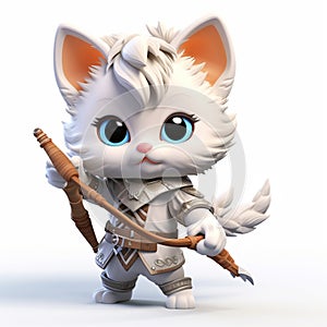 Funny cute cartoon kitten archer