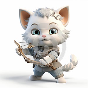 Funny cute cartoon kitten archer