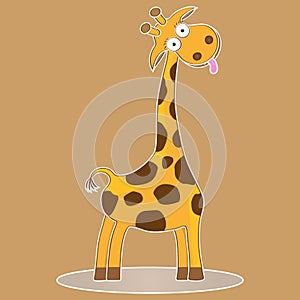 Funny cute character cartoon giraffe vector kid illustration wild safari animal