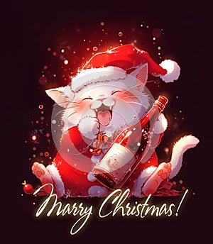 Funny Cute Christmas Cat, festive, banner, christmas card design