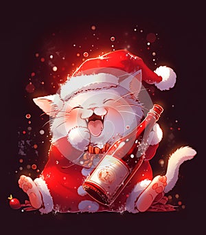 Funny Cute Christmas Cat, festive, banner, christmas card design