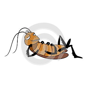 Funny cute cockroach icon cartoon vector. Creepy scared