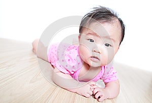 Funny cute girl baby face close up