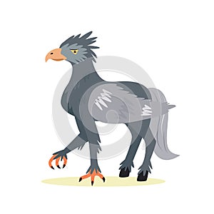 Funny cute hippogriff in a flat vector style.