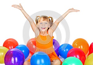 Funny cute little girl with baloons