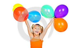 Funny cute little girl with baloons