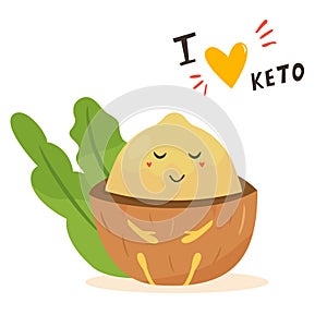 Funny cute macadamia character, keto diet lover