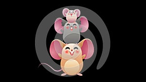 Funny cute mouse animal alpha channel animation