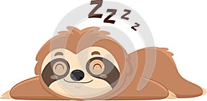 Funny Cute Sloth Cartoon Character Sleeping