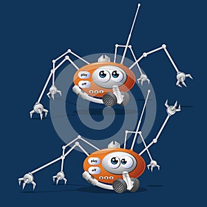 Funny Cute Spider Robot Vector