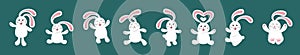 Funny cute white rabbit. A set of illustration characters. Vector illustration in a flat style.