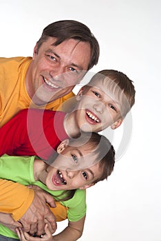 Funny dad and two sons