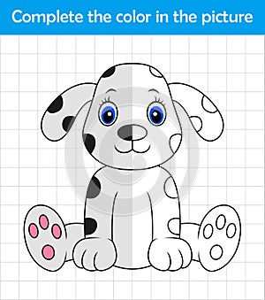 Funny dalmatian dog. Complete the picture children drawing game