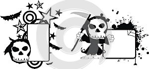 Funny death reaper cartoon halloween copy space3