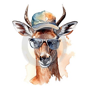 Funny Deer watercolor illustration