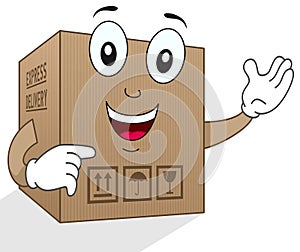 Funny Delivery Cardboard Box Character