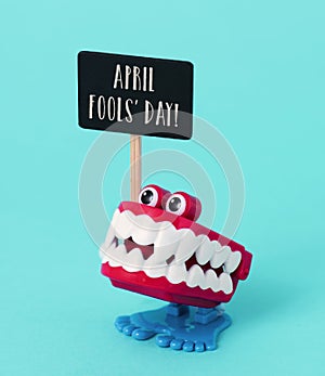 Funny denture and text april fools day