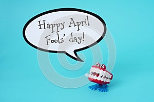 Funny denture and text happy april fools day