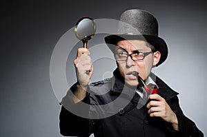 Funny detective with pipe