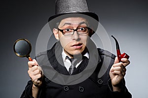 Funny detective with pipe