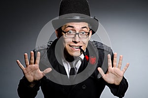 Funny detective with pipe